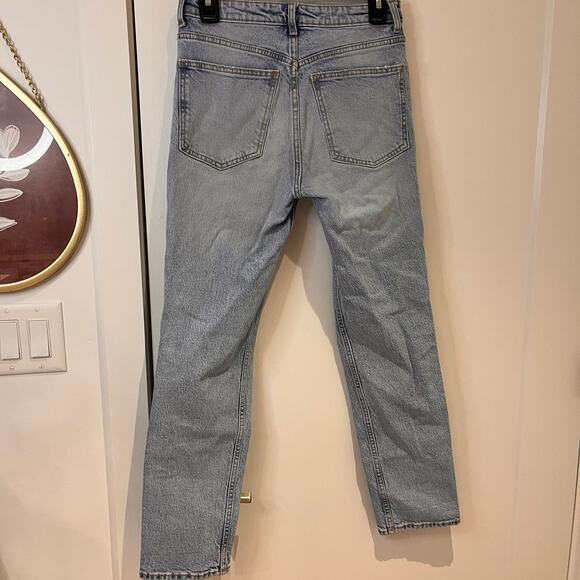 Zara Blue Classic Mom Fit High Rise Straight Jeans Size 4 - Picture 2 of 10